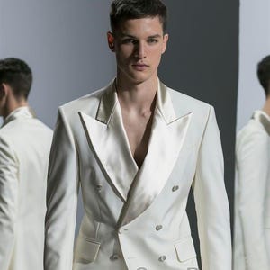 CALVINSUIT Men's Suit 2 Pieces Slim Fit Wedding Suits Jacket