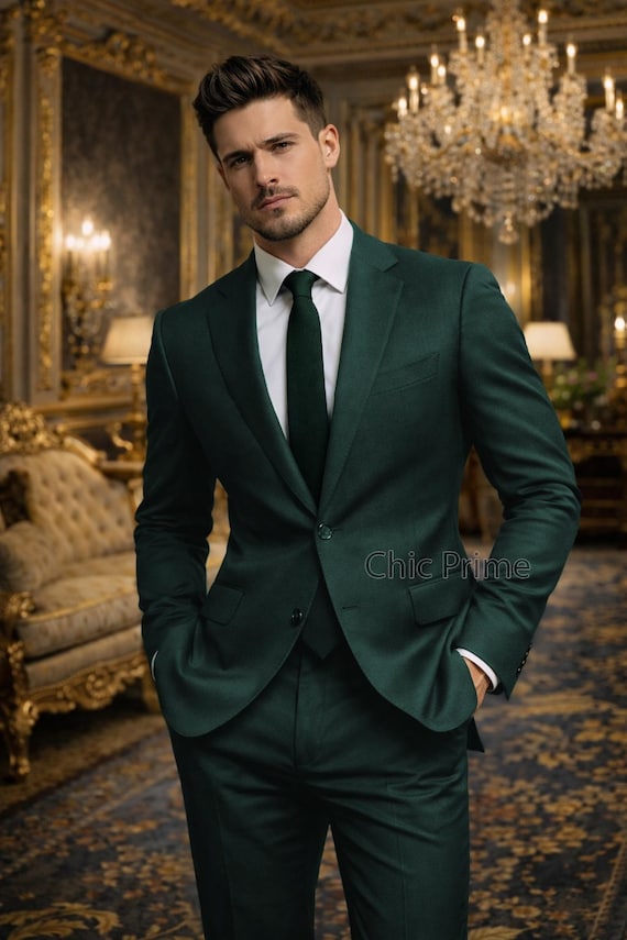 Men's Emerald Green Slim Fit Two-Piece Suit