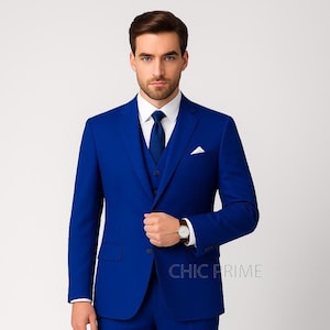 Premium Classic Royal Blue Three Piece Suit for Men, two piece suit, groom suit, slim Fit Suits, Wedding and party suit, Men Formal Suit.