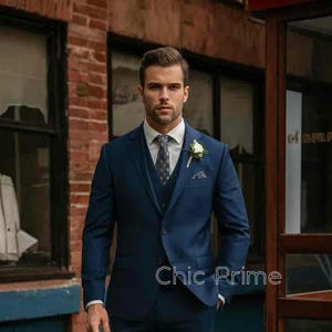 Blue suit for men, three piece suit, groom suit, slim Fit Suits, Wedding and party wear suit, Men Formal Suit.