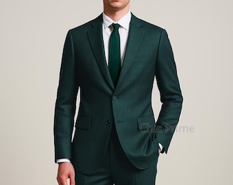 Bottle Green Suit: Slim Fit Two-Piece Wedding Suit