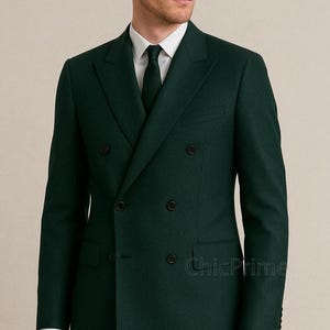 Men&#39;s Bottle Green Double Breasted Suit - Handmade & Perfect for All Formal Occasions  Prom Night Suit, Formal Attire, Men Business Suit.