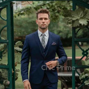 Blue suit for men, three piece suit, groom suit, slim Fit Suits, Wedding and party wear suit, Men Formal Suit.