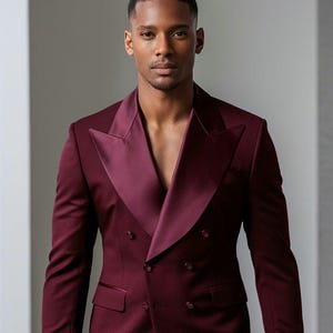 Elegant Formal Suit With Satin Lapel, Men Two Piece Suit, Double Breasted Suit, Groom Suit, Slim Fit Suits, Wedding Suit, Men Formal Suit.