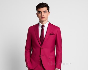 YFFUSHI ショッキングピンク スリーピーススーツ YFFUSHI ショッキングピンク スリーピーススーツ