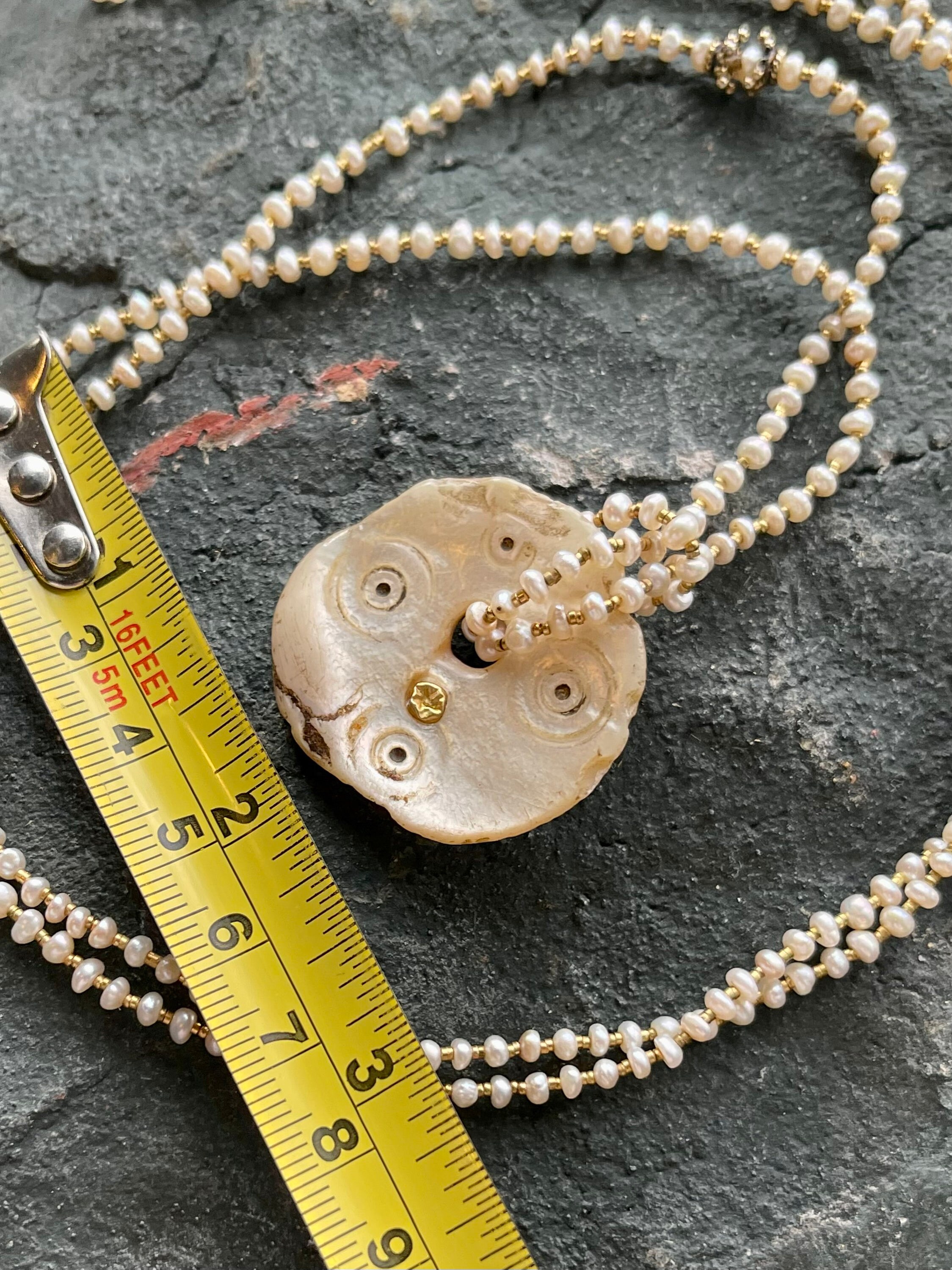 Beautiful Antique Carved Shell Mother of Pearl Gold Pendant Pearl Long ...