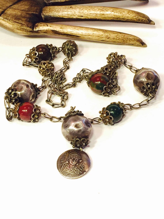 Victorian Italian Silver Agate Religious Catholic… - image 1