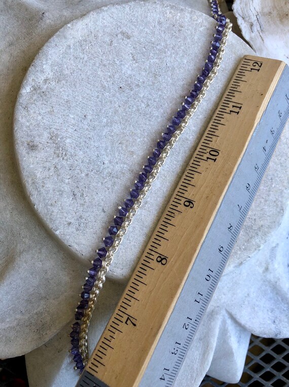 Sterling Silver and Gold Gilt Facated Amethyst Be… - image 7