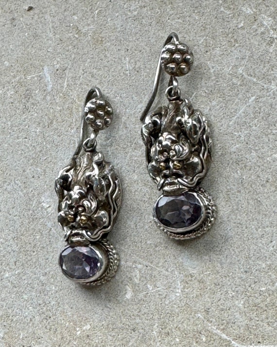 Sculpted Sterling Silver Dragon Amethyst vintage E