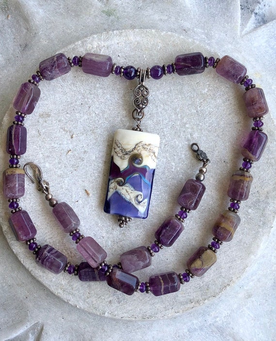 Beautiful Artisan Natural Amethyst Sterling Silve… - image 1
