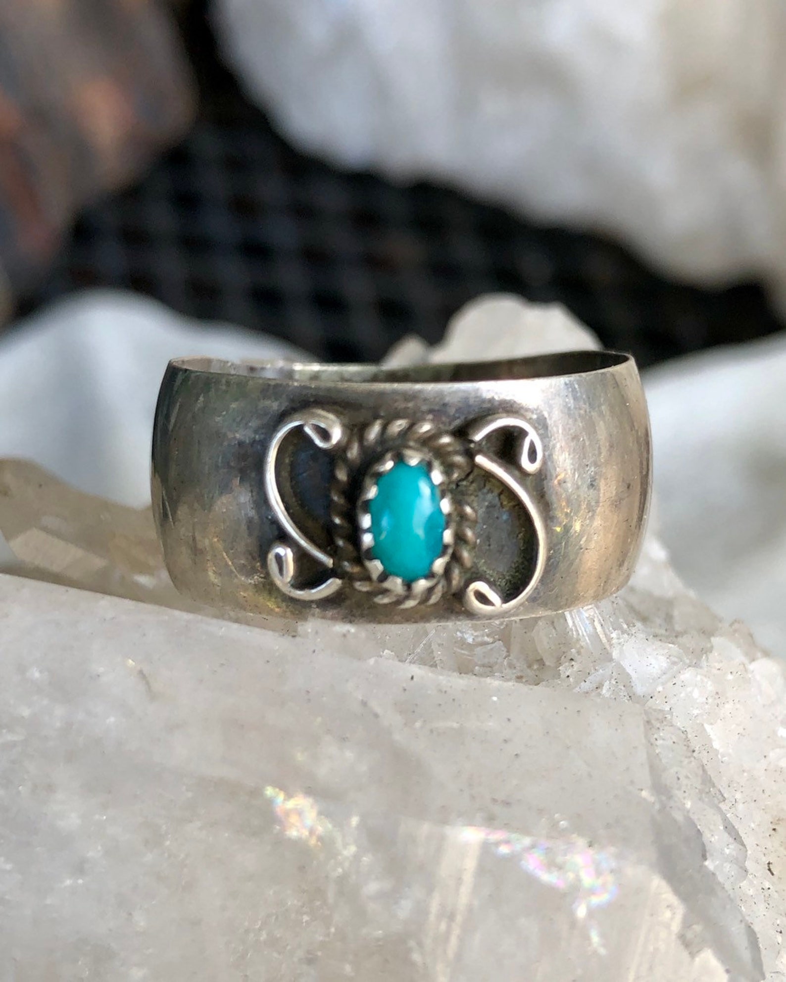 Old Native American Sterling Silver Turquoise Vintage Ring - Etsy