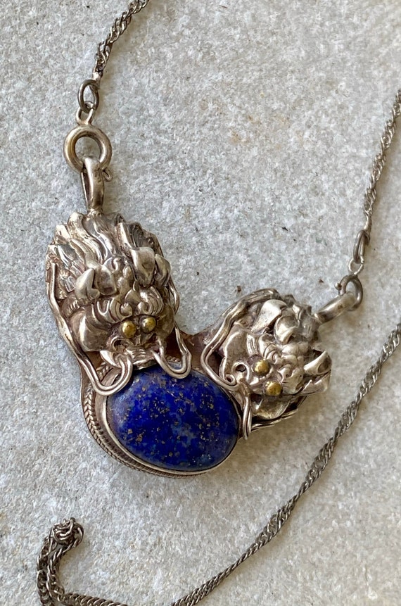 Dubble Dragon Blue Lapis Sterling Silver Vintage … - image 2