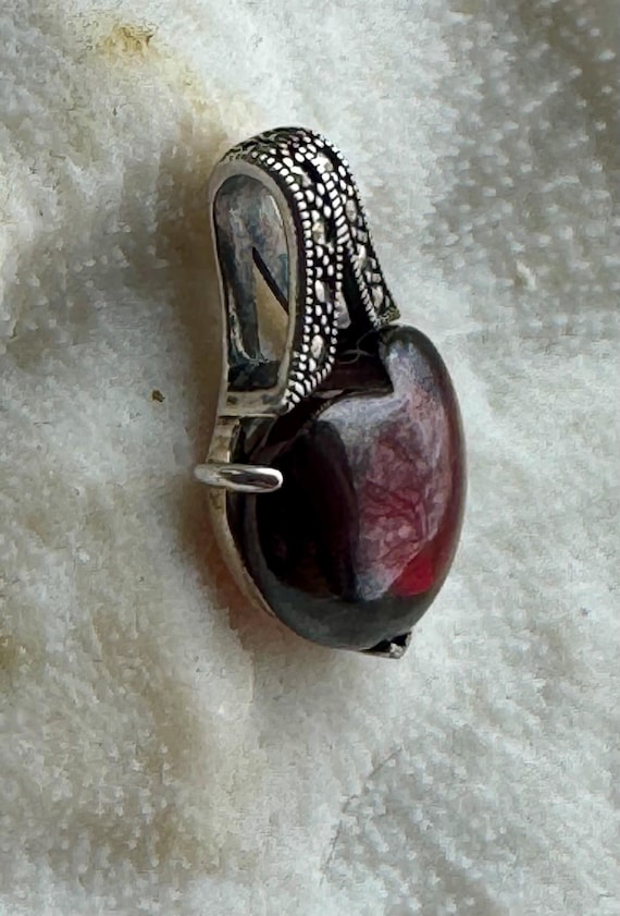 Heart Shaped  Ruby Red Garnet Sterling Silver Mar… - image 7