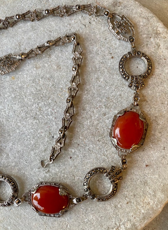 Stunning Circa 1920s Art Deco Carnelian Sterling … - image 7