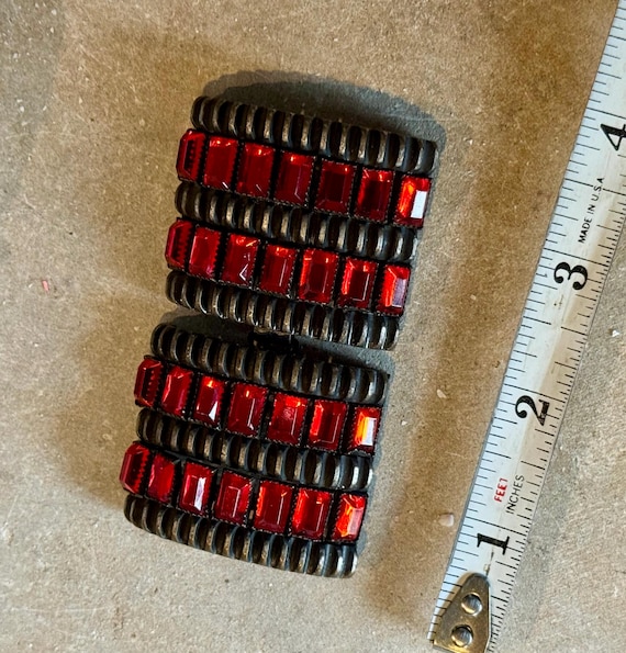 Beautiful Authentic Art Deco Ruby Red Baguet Crys… - image 14