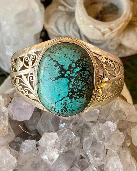 Beautiful Bold Chunky Turquoise Ornate Sterling Si