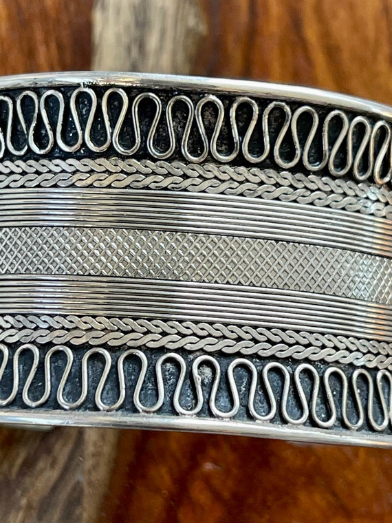 Sterling Silver Tribal Vintage Cuff Bracelet - image 10