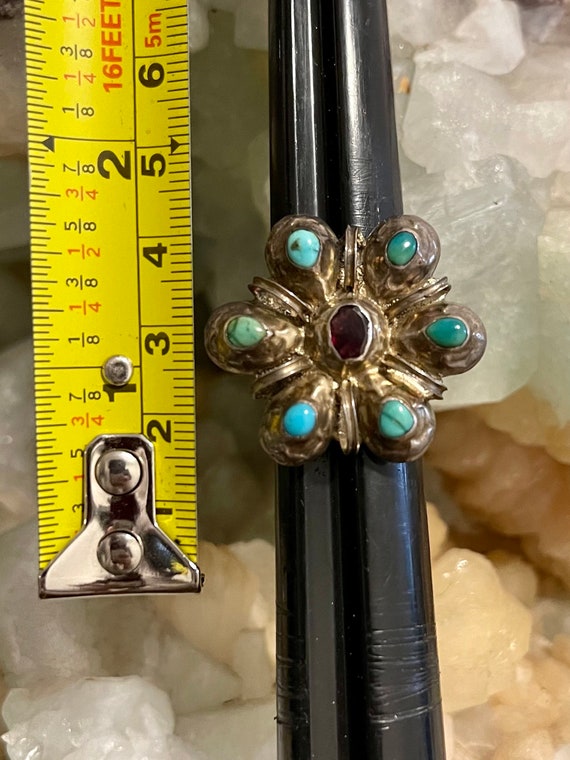 Sterling Silver Garnet Persian Turquoise Austro H… - image 3