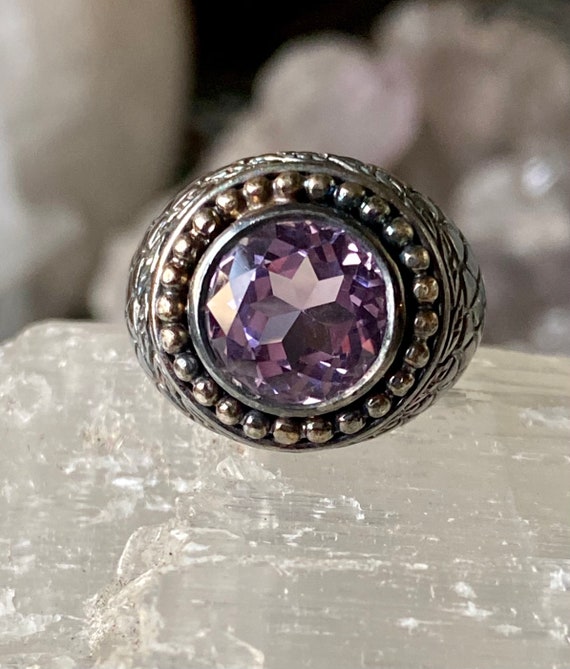 Purple Faceted Amethyst Cabachon Sterling Silver … - image 2