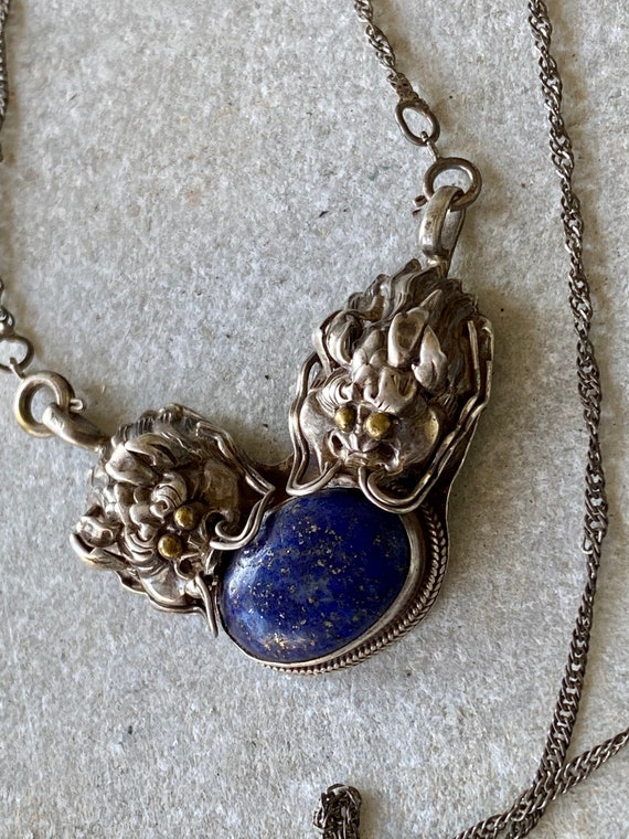 Dubble Dragon Blue Lapis Sterling Silver Vintage … - image 8