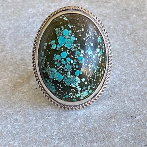 Bold Beautiful Turquoise Sterling Silver Vintage Ring image 5