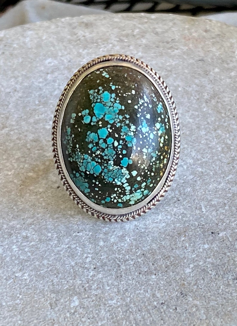 Bold Beautiful Turquoise Sterling Silver Vintage Ring image 5