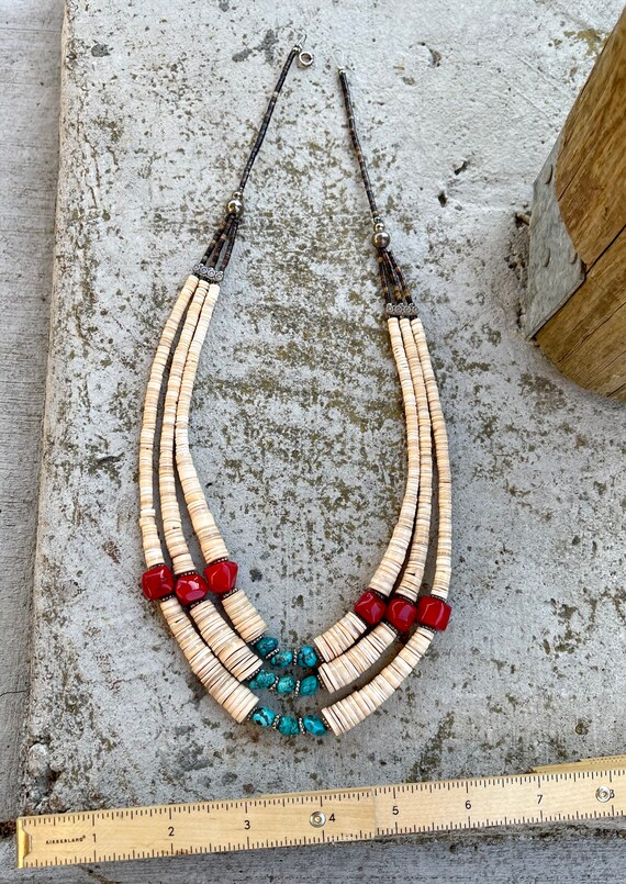 Beautiful Native American Red Coral Turquoise Nug… - image 5