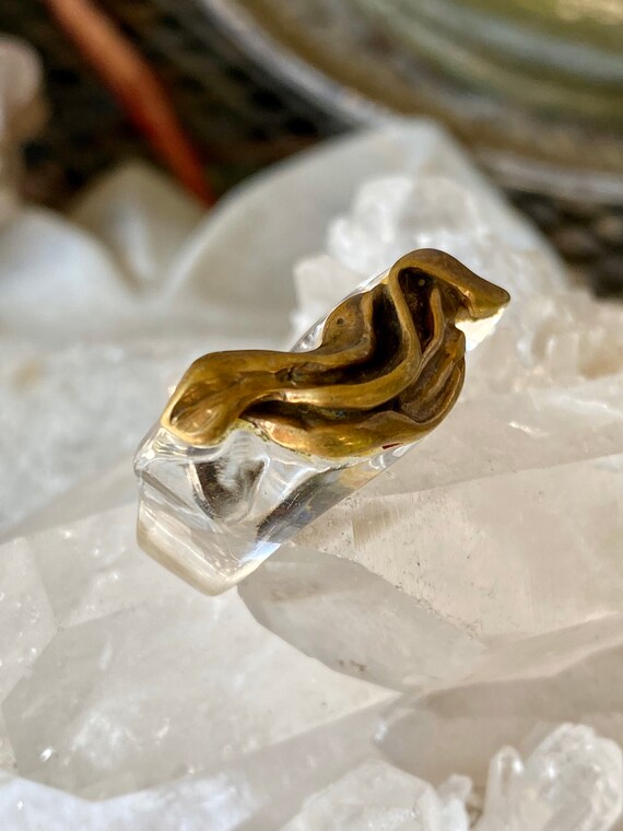 Beautiful Modernist Lucite Sculpted Brass Vintage