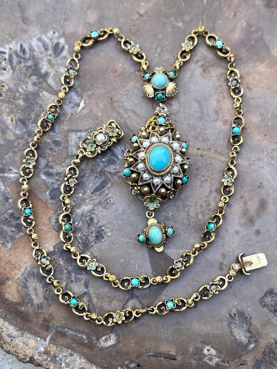 Austro Hungarian Persian Turquoise Baby Pearl Gol… - image 8