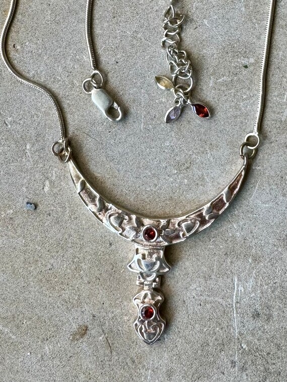 Sterling Silver Crescent Garnet Multi GemStone Vi… - image 8
