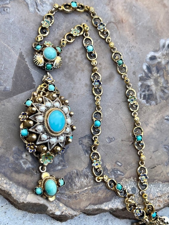 Austro Hungarian Persian Turquoise Baby Pearl Gol… - image 2