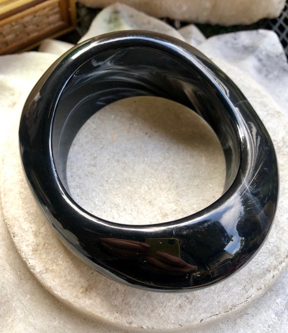 Beautiful 1960s Modernist Black Marble Resin Vinta