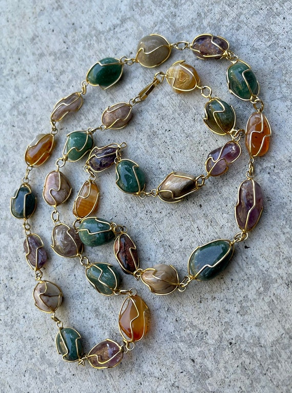 Beautiful Multi Gemstone Amethyst Jade Agate Carn… - image 2