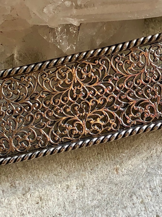 Beautiful Art Nouveau Silver Filigree Scroll Work… - image 1