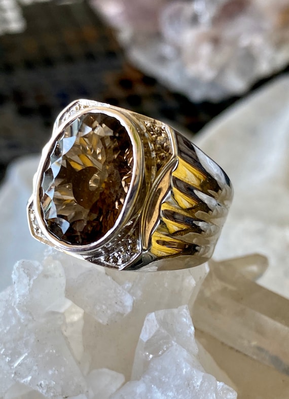 Beautiful Smokey Topaz Sterling Silver Art Deco St