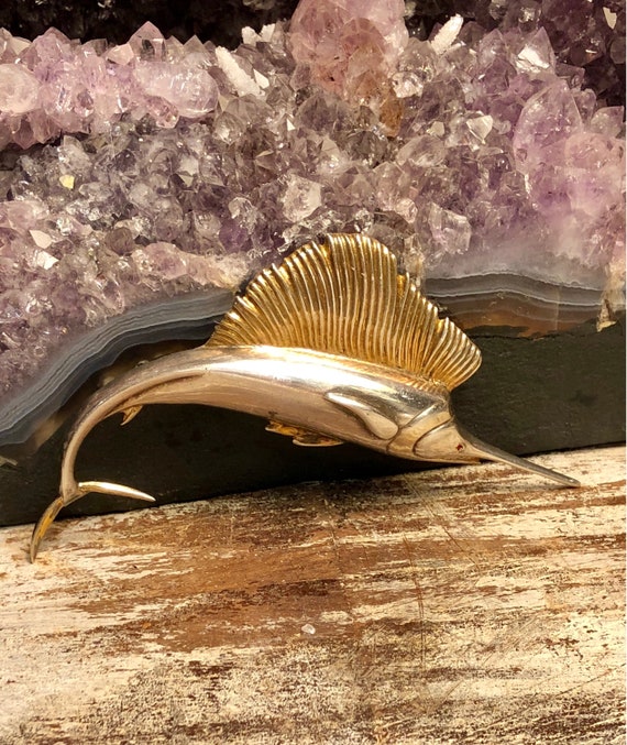 Bold Beautiful Sterling Silver Ruby Eye Swordfish… - image 1