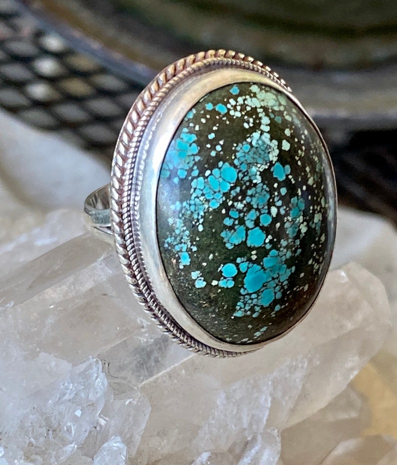 Bold Beautiful Turquoise Sterling Silver Vintage Ring image 8