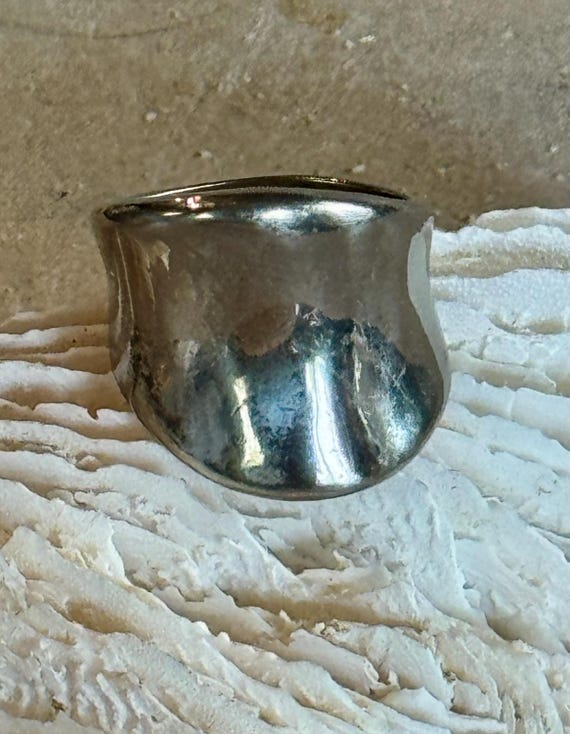 Modernist Sculpted Sterling Silver Vintage Ring - image 6