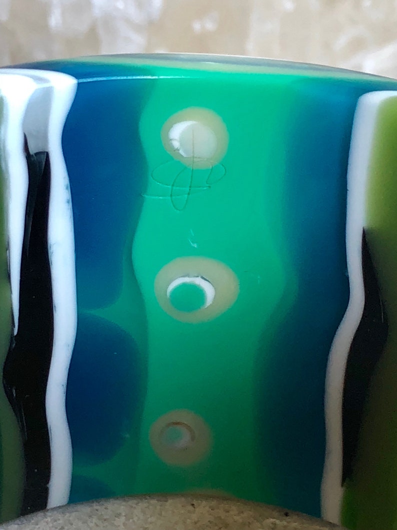 Bold Beautiful Designer Multi Color Heavy Resin Lucite Vintage Bangle Bracelet Singed Wearable Art