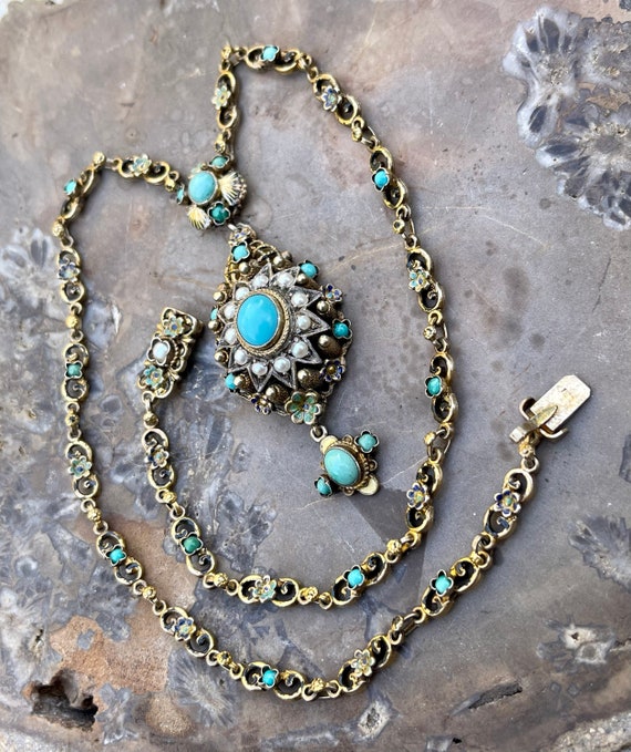 Austro Hungarian Persian Turquoise Baby Pearl Gol… - image 10