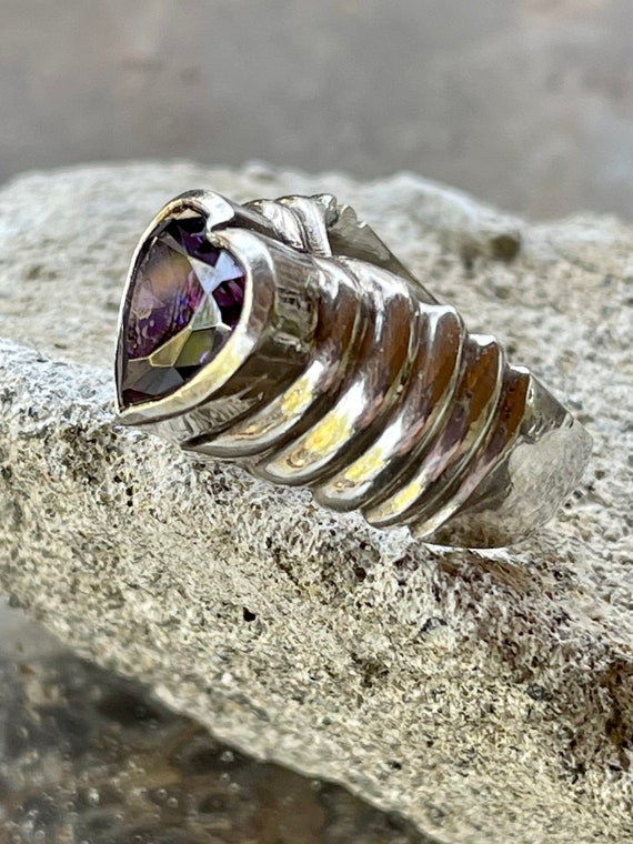 Beautiful Purple Amethyst Heart Sculpted Sterling… - image 7
