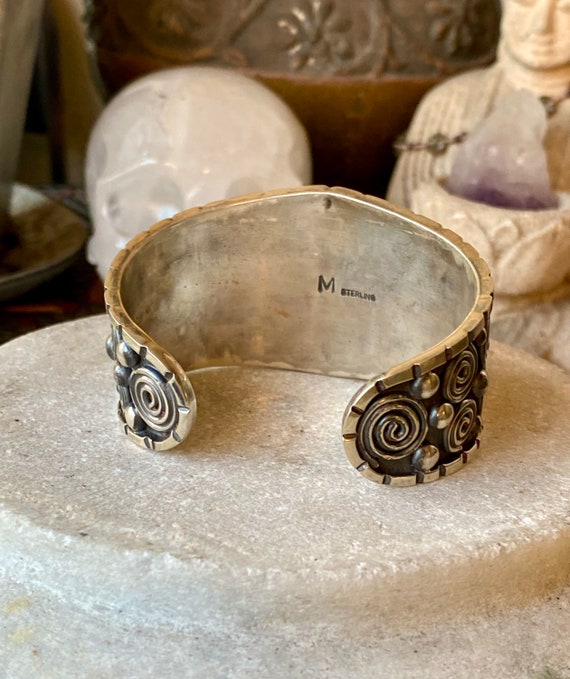 Bold Beautiful Tribal Heavy Sterling Silver Blue … - image 7