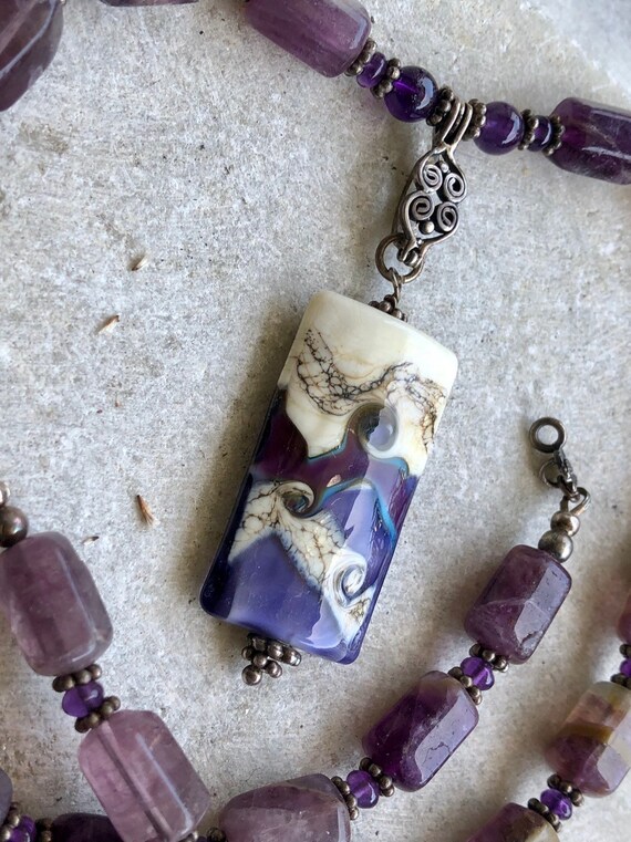 Beautiful Artisan Natural Amethyst Sterling Silve… - image 5