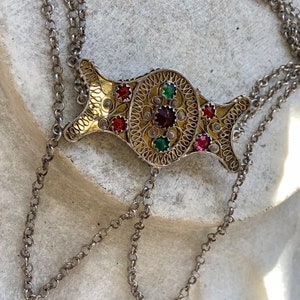 Austro Hungarian Silver Stone Vintage Festoon Necklace Art Nouveau Jewelry image 4