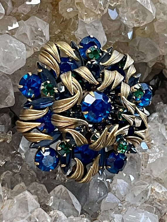 Beautiful Prong Set Faceted Blue Green Crystal Br… - image 2