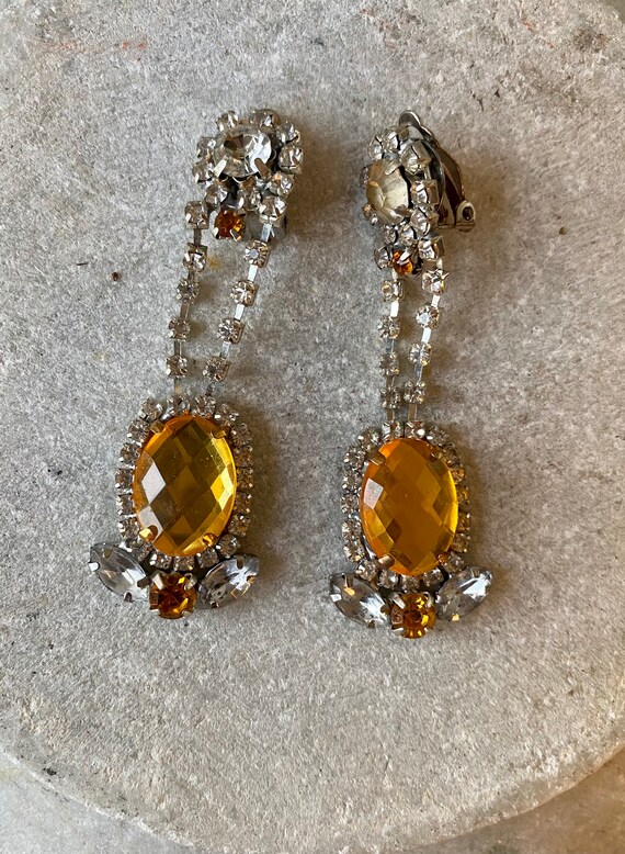 Beautiful Czech Crystal Faceted Yellow Gold and C… - image 2