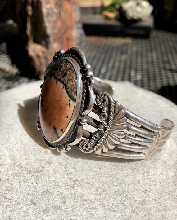 Beautiful Rare Orange Picture Jasper Sterling Silver Native