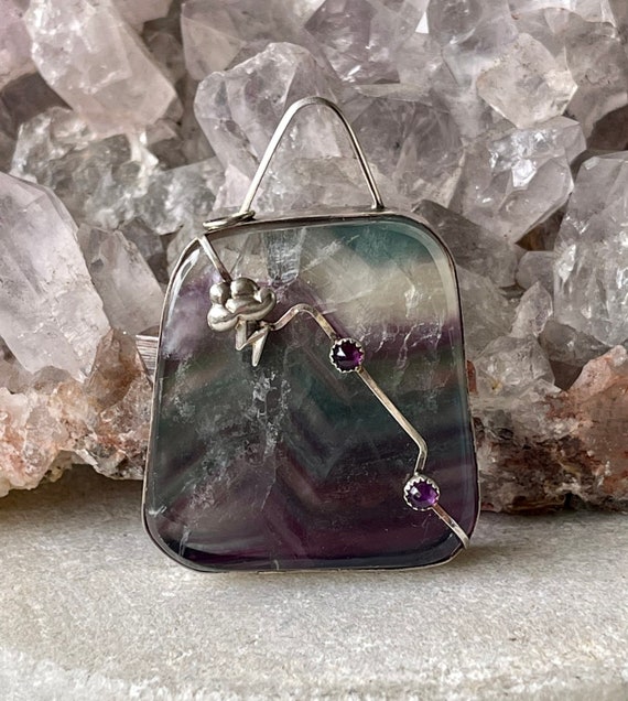 Beautiful Artisan Sterling Silver Rainbow Florite… - image 3