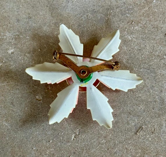 Broche Fleur Vintage En Métal Orange Et Jaune - 6,3 Cm, Manque Une Pétale, Petit Prix !