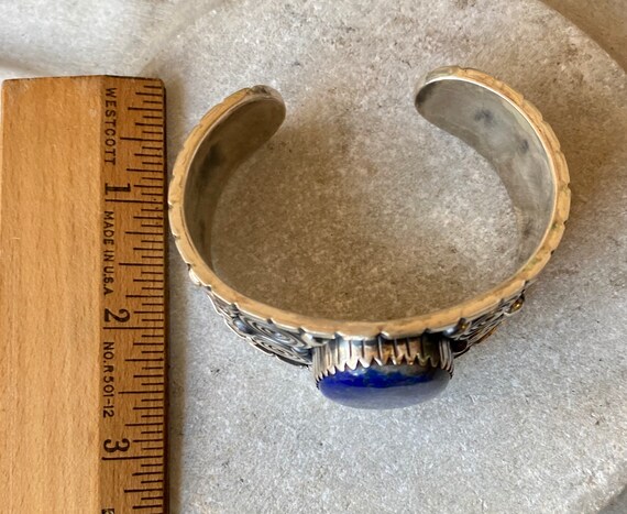 Bold Beautiful Tribal Heavy Sterling Silver Blue … - image 8